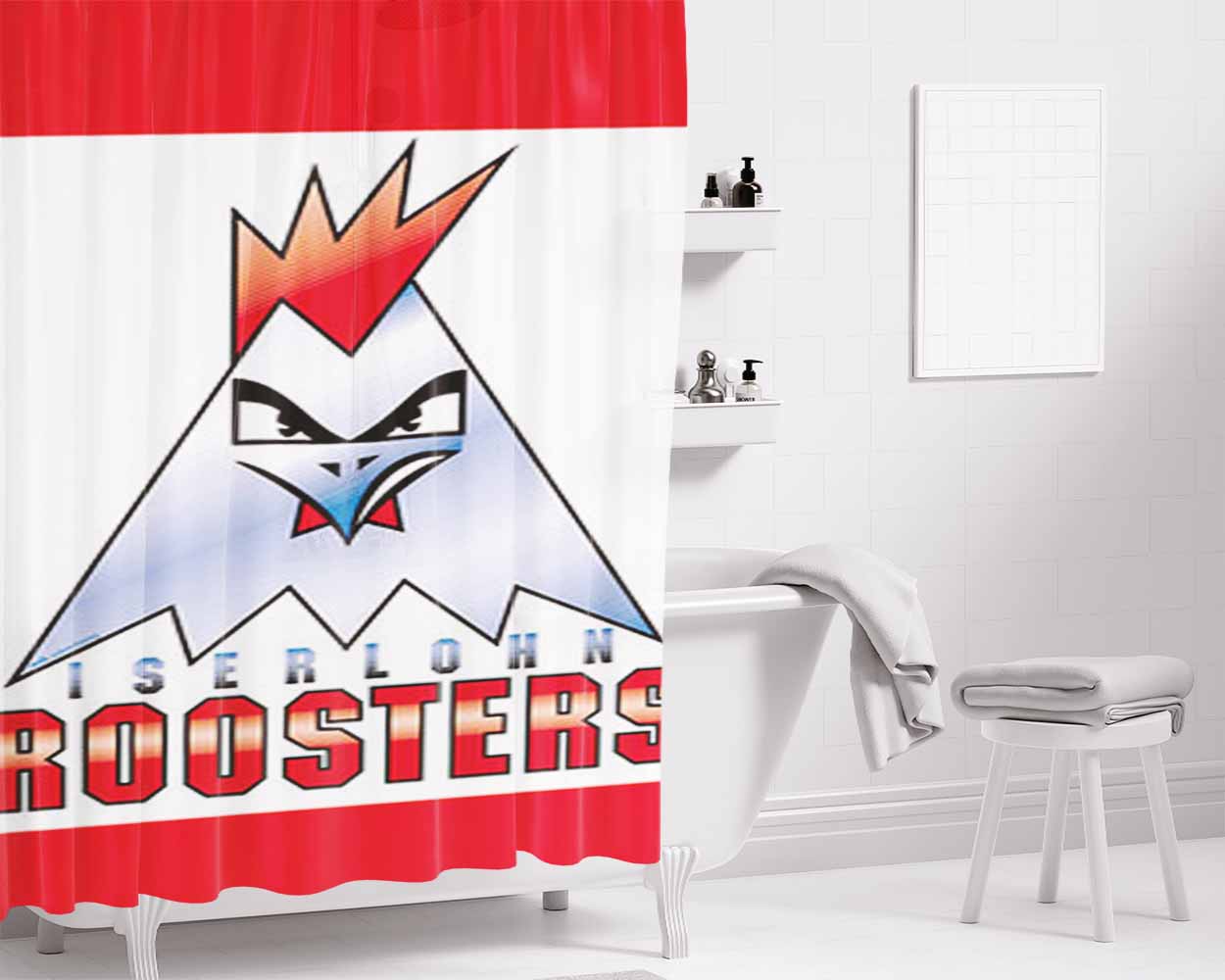 Iserlohn Roosters Bathroom Shower Curtain Fabric Waterproof | 66 X 72 Inch