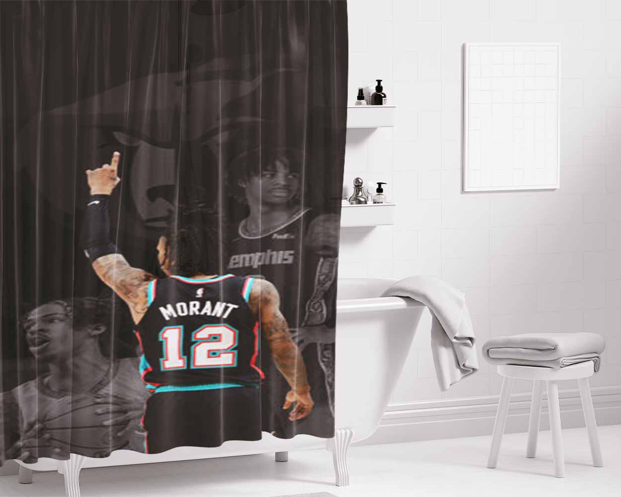 Ja Morant Rookie Grizzlies Bathroom Shower Curtain Fabric Waterproof | 66 X 72 Inch