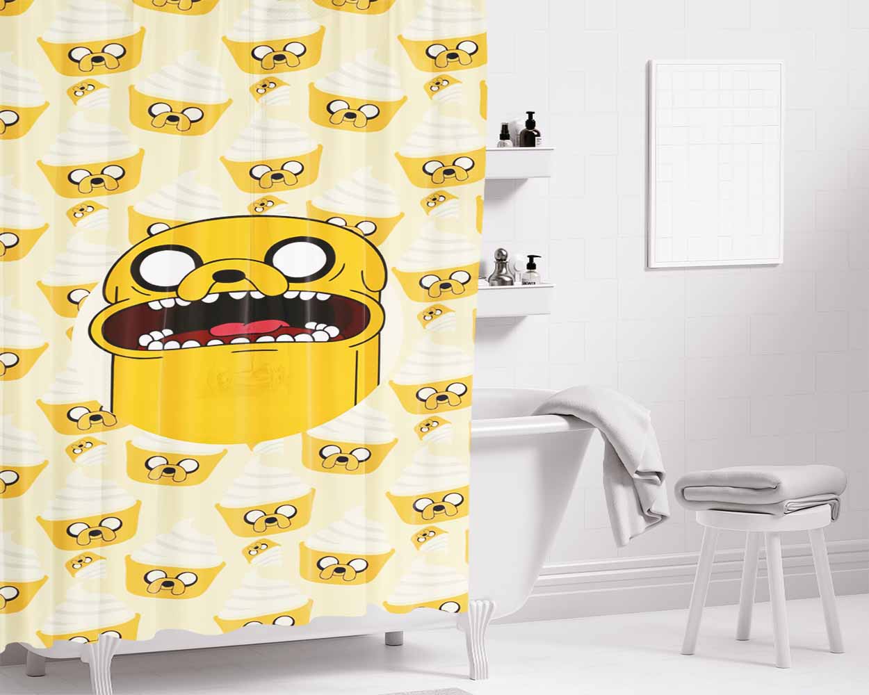 Jake Cake Pattern Bathroom Shower Curtain Fabric Waterproof | 66 X 72 Inch