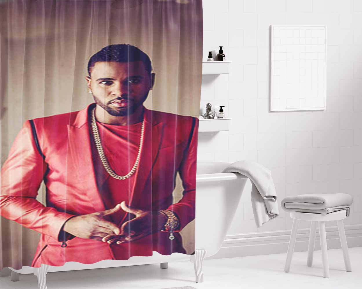 Jason Derulo Wbr Press Bathroom Shower Curtain Fabric Waterproof | 66 X 72 Inch