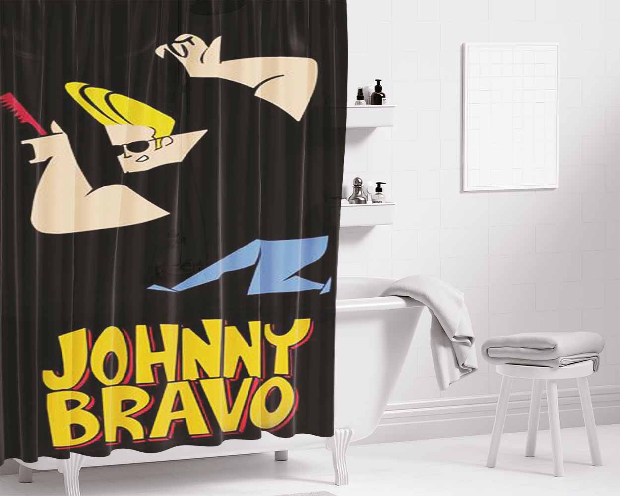 Johnny Bravo 37 Bathroom Shower Curtain Fabric Waterproof | 66 X 72 Inch