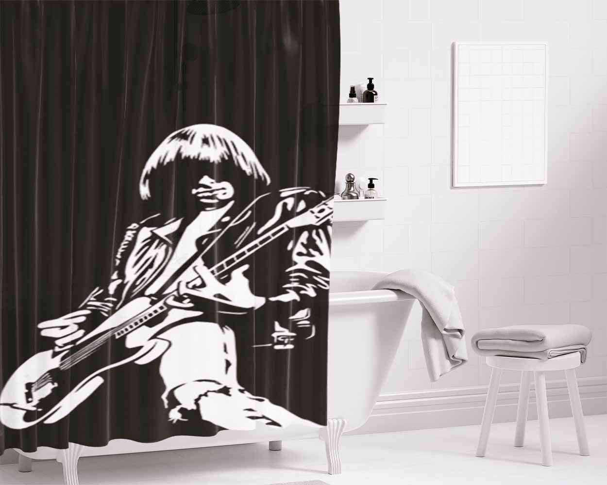 Johnny Ramone Bathroom Shower Curtain Fabric Waterproof | 66 X 72 Inch