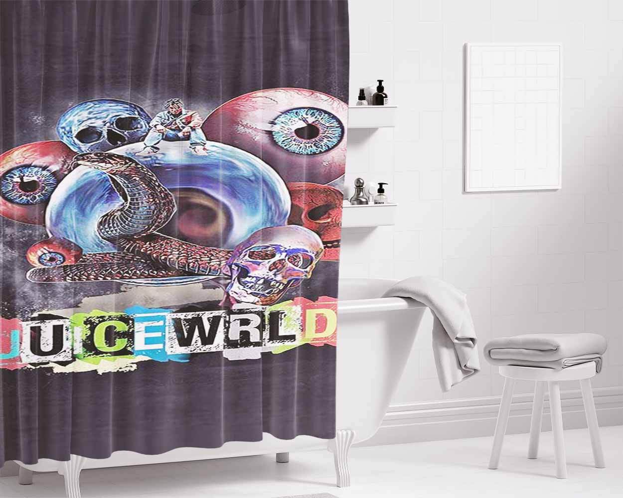 Juice Wrld 999 Skull Eyes Bathroom Shower Curtain Fabric Waterproof | 66 X 72 Inch