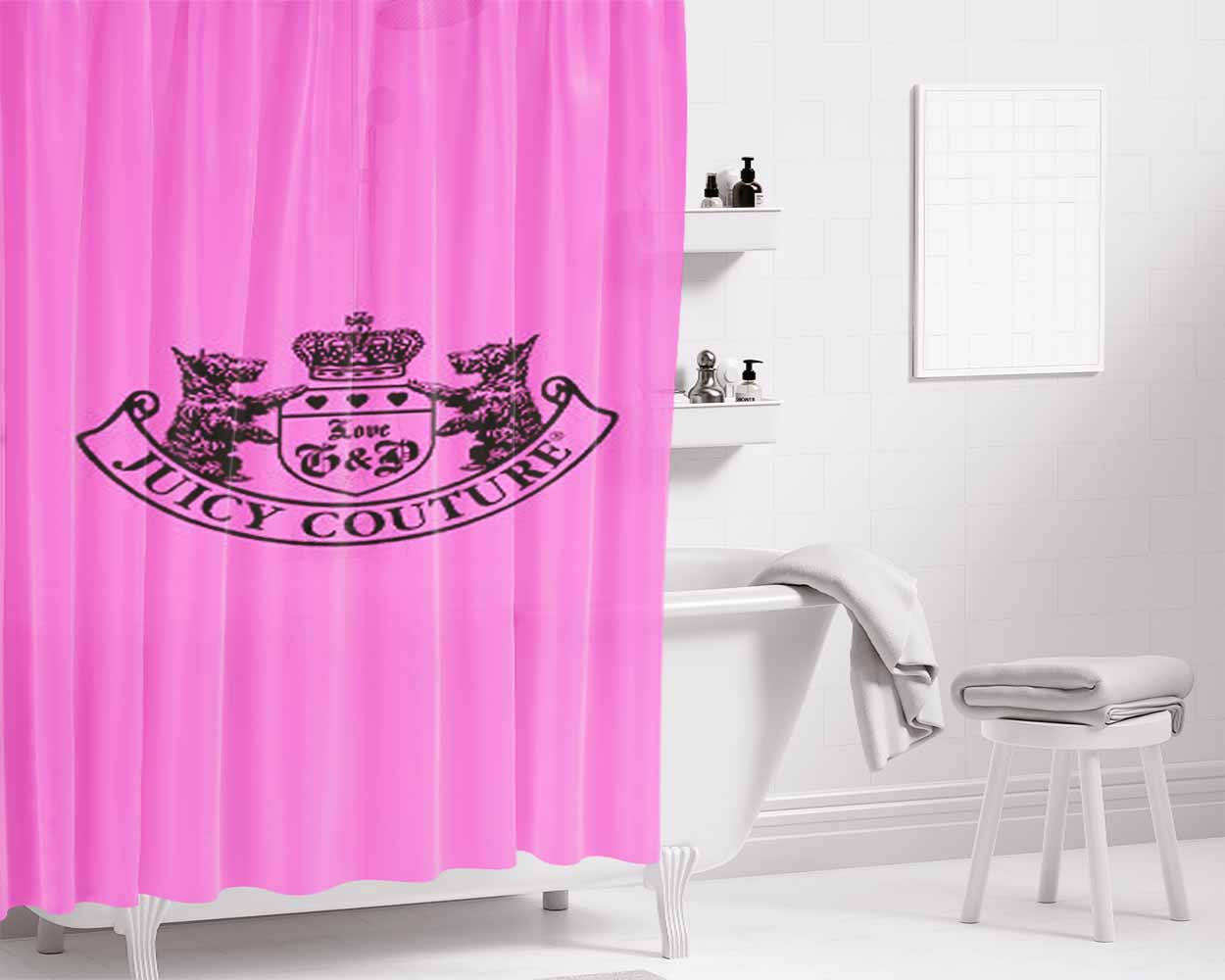 Juicy Couture Bathroom Shower Curtain Fabric Waterproof | 66 X 72 Inch