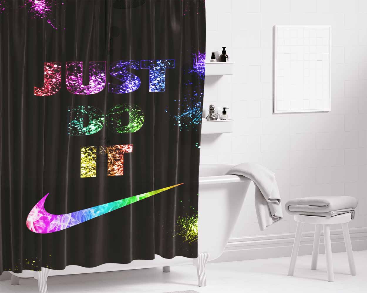 Just Do It 2 Bathroom Shower Curtain Fabric Waterproof | 66 X 72 Inch