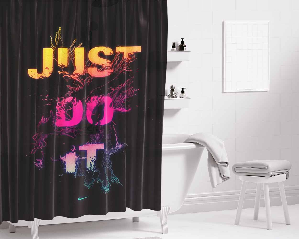 Just Do It Color Bathroom Shower Curtain Fabric Waterproof | 66 X 72 Inch
