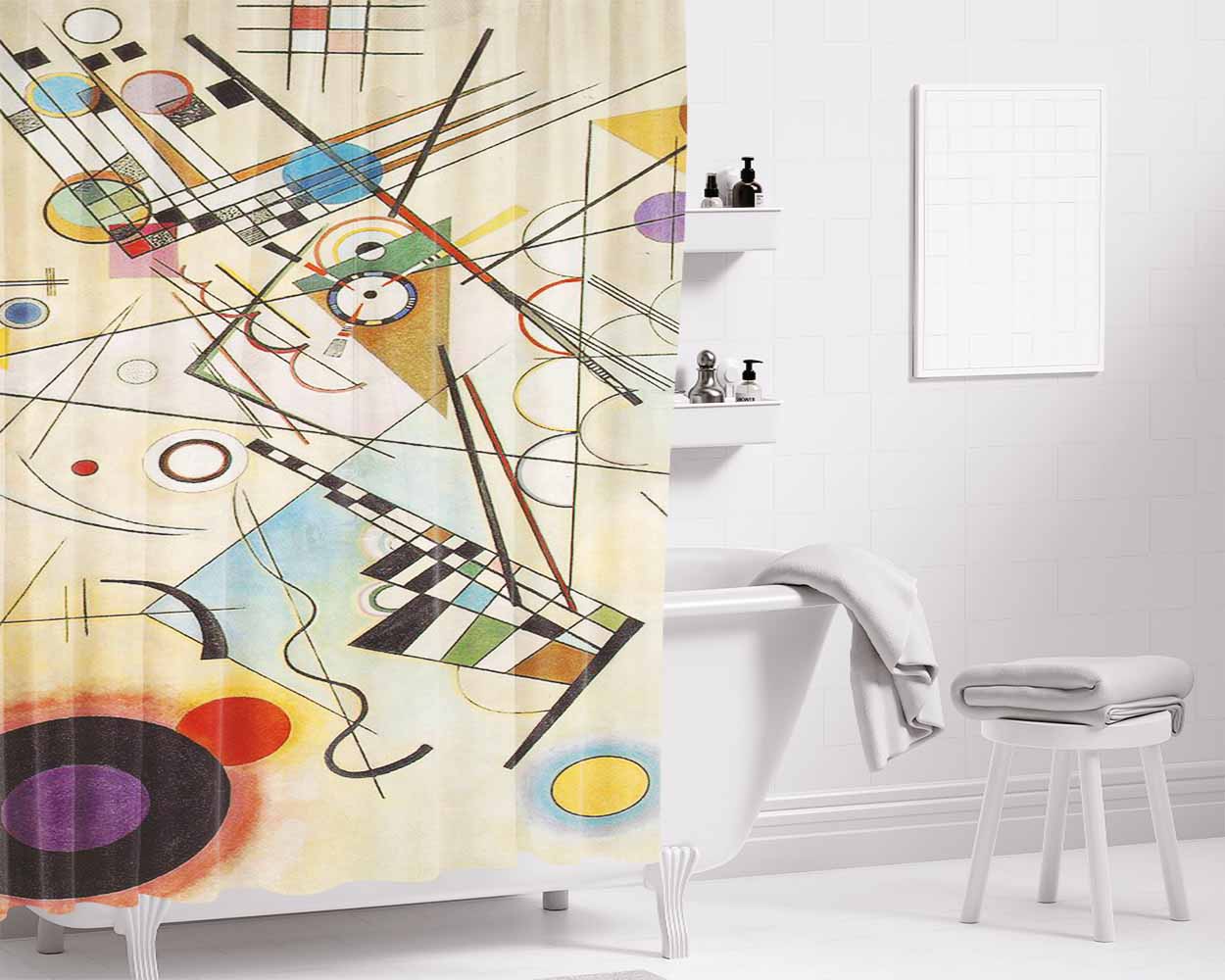 Kandinsky Composition Viii Bathroom Shower Curtain Fabric Waterproof | 66 X 72 Inch