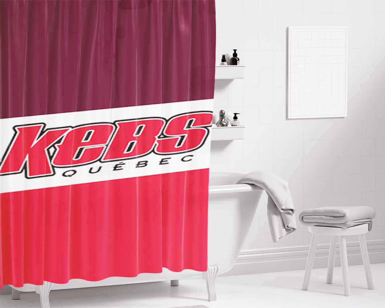 Kebs Quebec Font Bathroom Shower Curtain Fabric Waterproof | 66 X 72 Inch