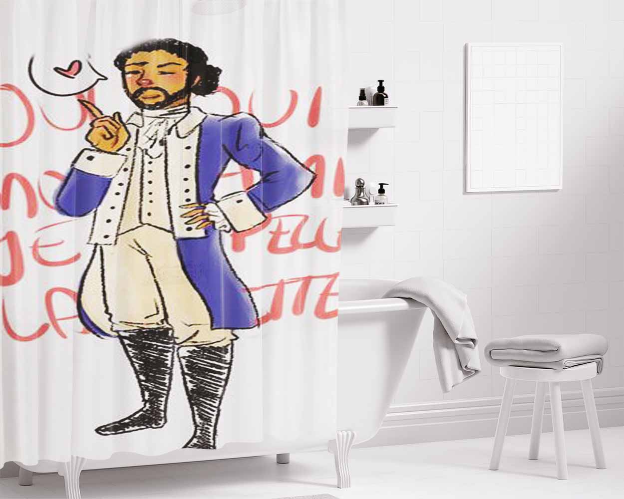 Lafayette Hamilton Bathroom Shower Curtain Fabric Waterproof | 66 X 72 Inch