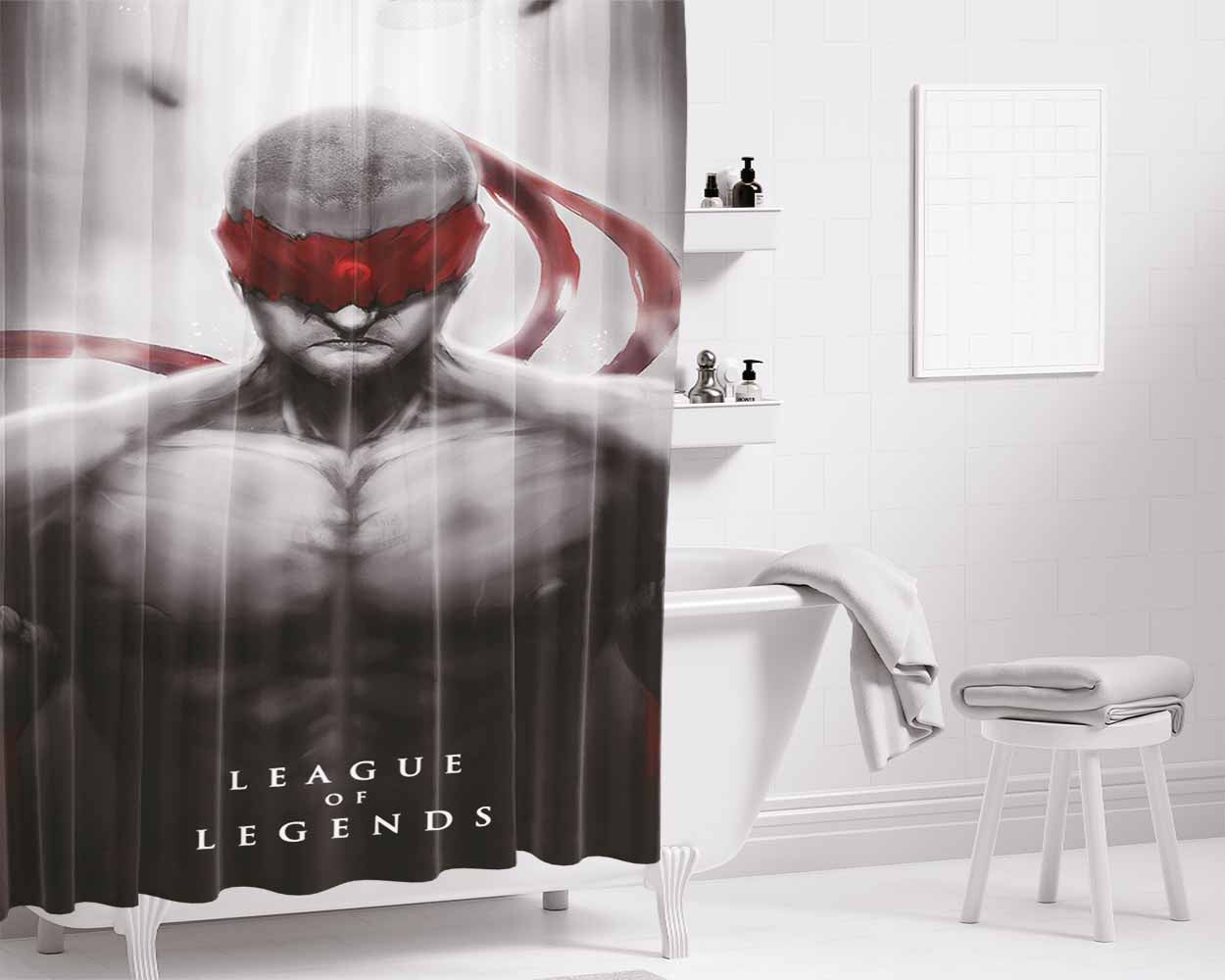 League Of Lengends Hero Poster Bathroom Shower Curtain Fabric Waterproof | 66 X 72 Inch