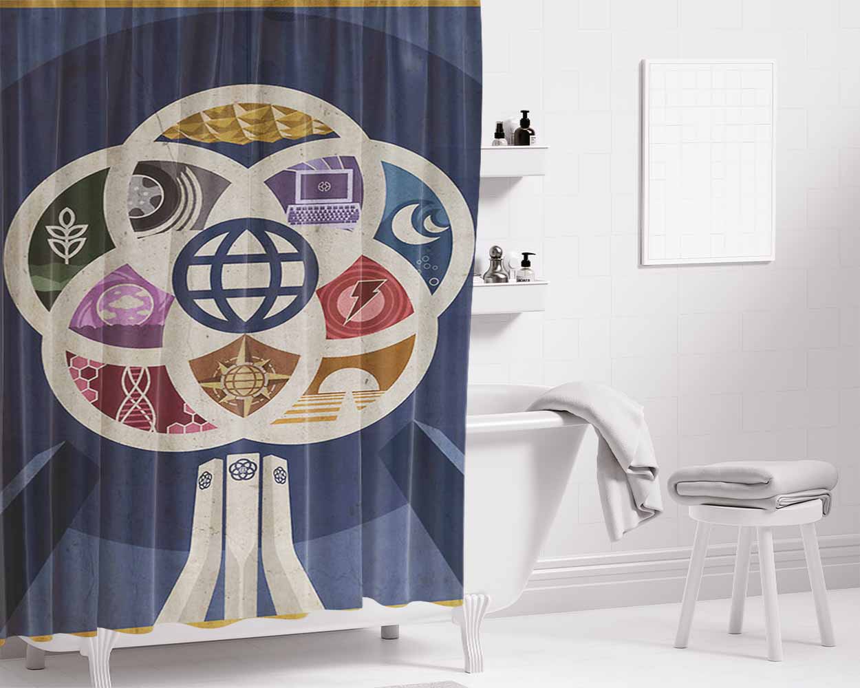 Logo Epcot Center Bathroom Shower Curtain Fabric Waterproof | 66 X 72 Inch