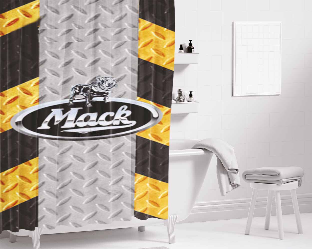 Mack Truck Emblem Bathroom Shower Curtain Fabric Waterproof | 66 X 72 Inch