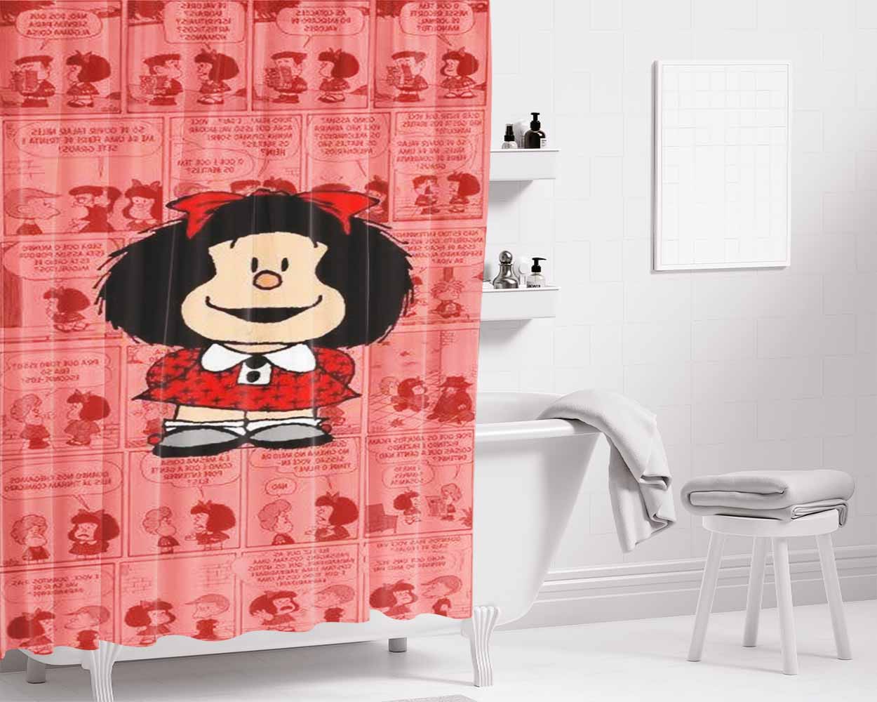 Mafalda Comic Bathroom Shower Curtain Fabric Waterproof | 66 X 72 Inch