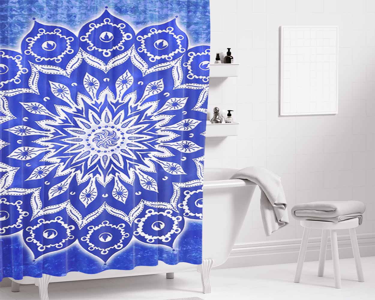 Mandala Pattern Bathroom Shower Curtain Fabric Waterproof | 66 X 72 Inch