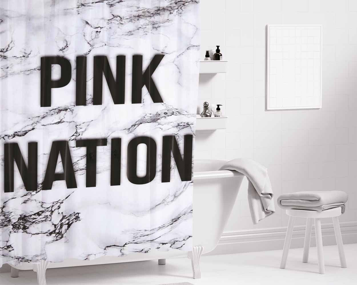 Marble Pink Nation Bathroom Shower Curtain Fabric Waterproof | 66 X 72 Inch