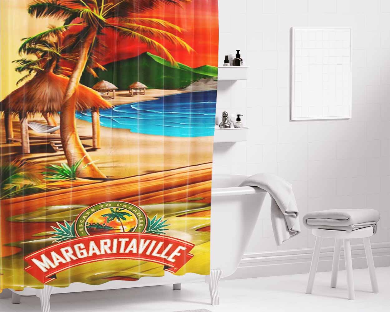 Margaritaville Bathroom Shower Curtain Fabric Waterproof | 66 X 72 Inch