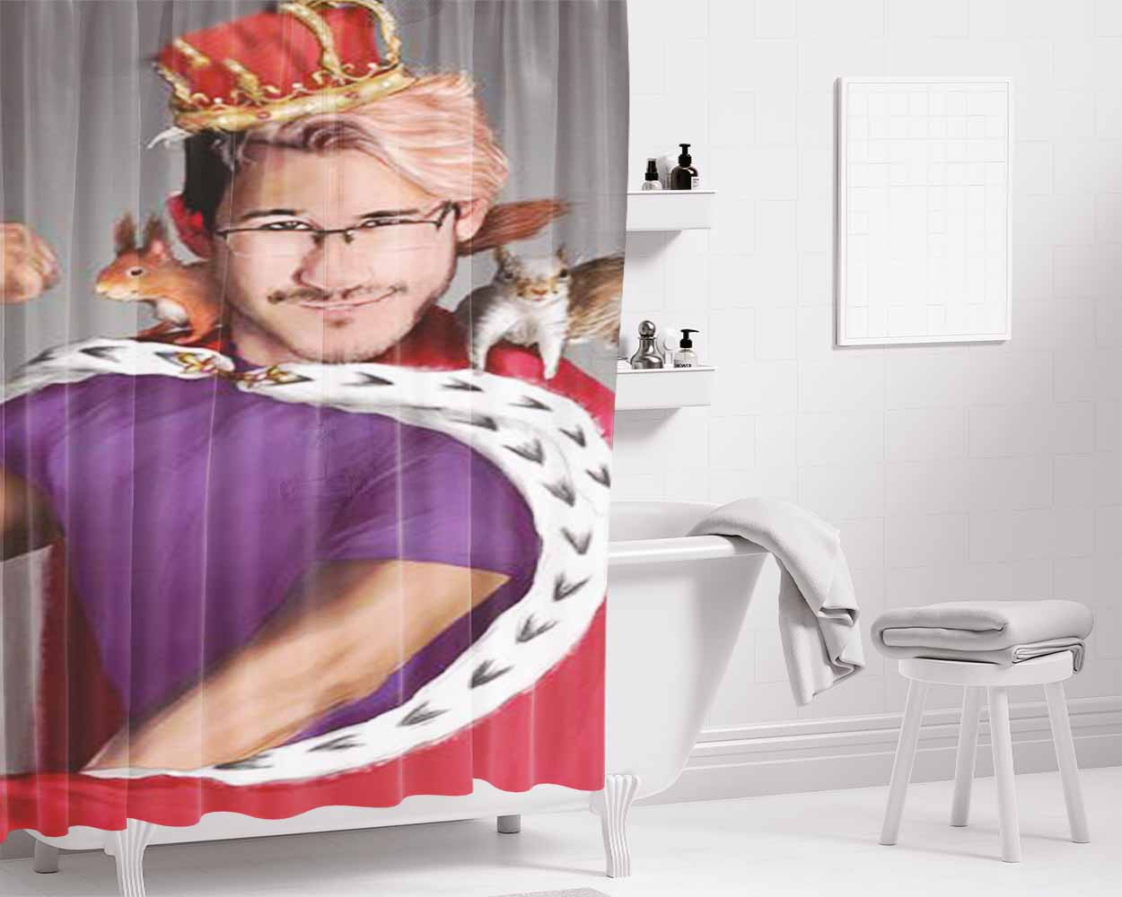 Markiplier 'King Of The Squirrels' Bathroom Shower Curtain Fabric Waterproof | 66 X 72 Inch