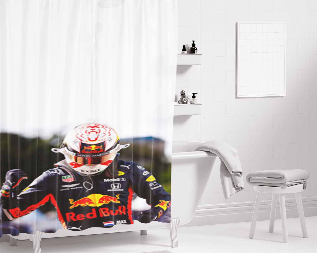 Max Verstappen Bathroom Shower Curtain Fabric Waterproof | 66 X 72 Inch