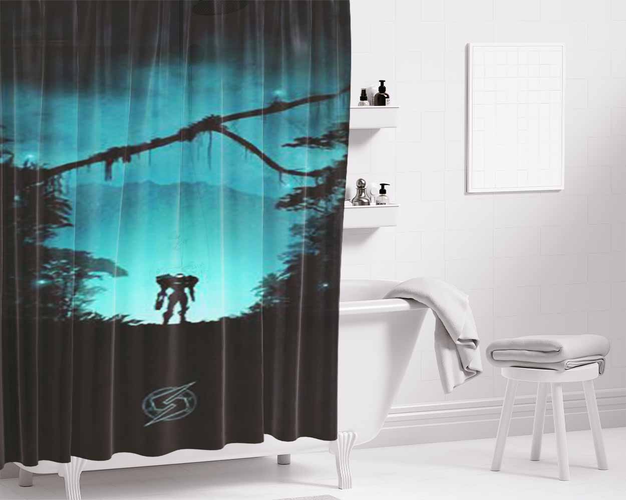 Metroid Standing Bathroom Shower Curtain Fabric Waterproof | 66 X 72 Inch