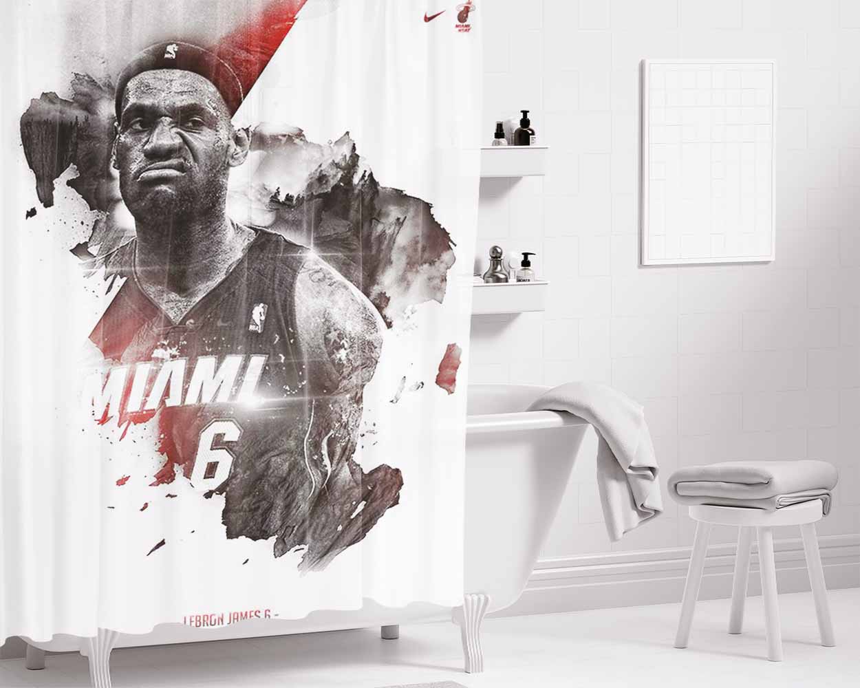 Miami 6 Nike Bathroom Shower Curtain Fabric Waterproof | 66 X 72 Inch