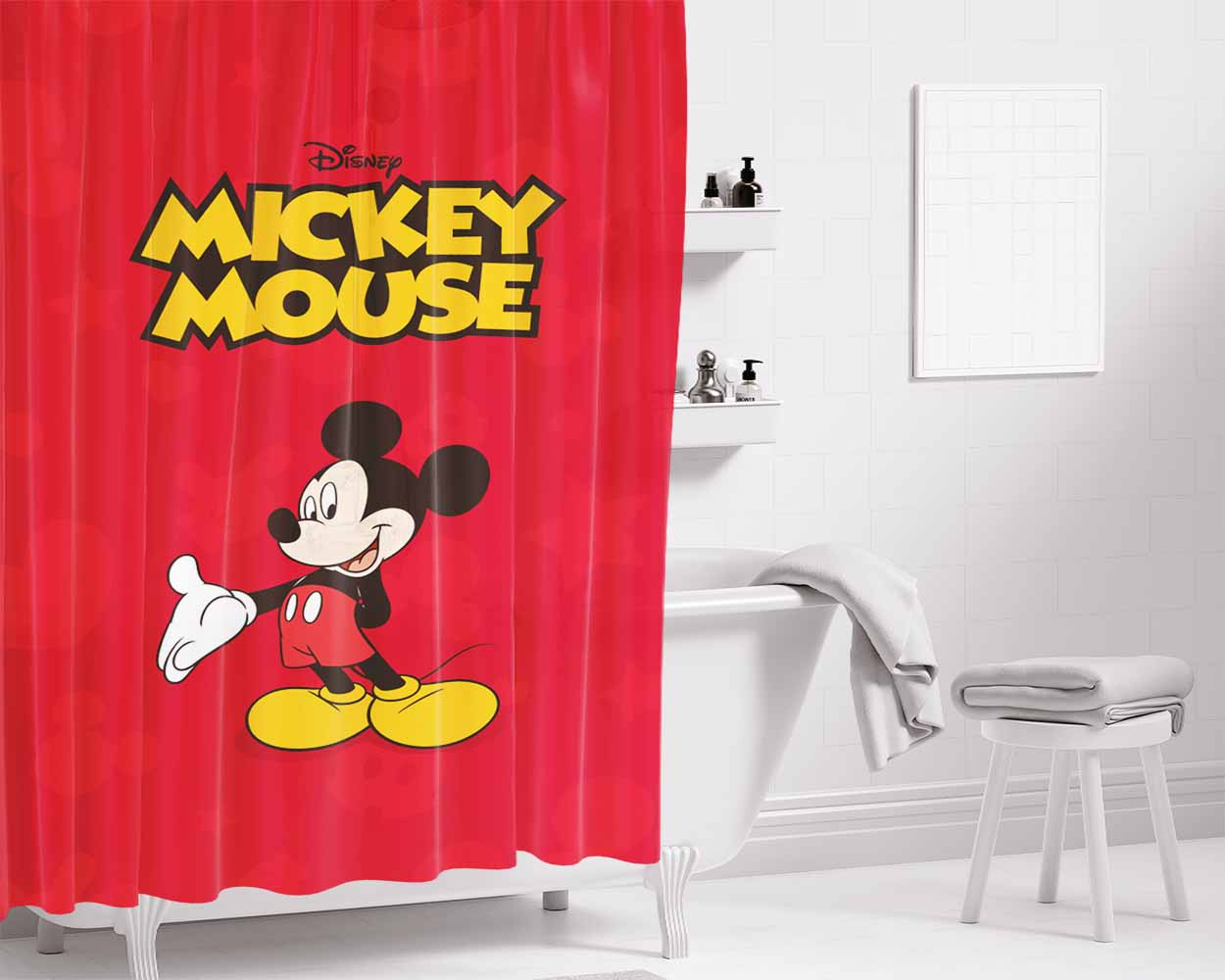 Mickey Mouse 2 Bathroom Shower Curtain Fabric Waterproof | 66 X 72 Inch