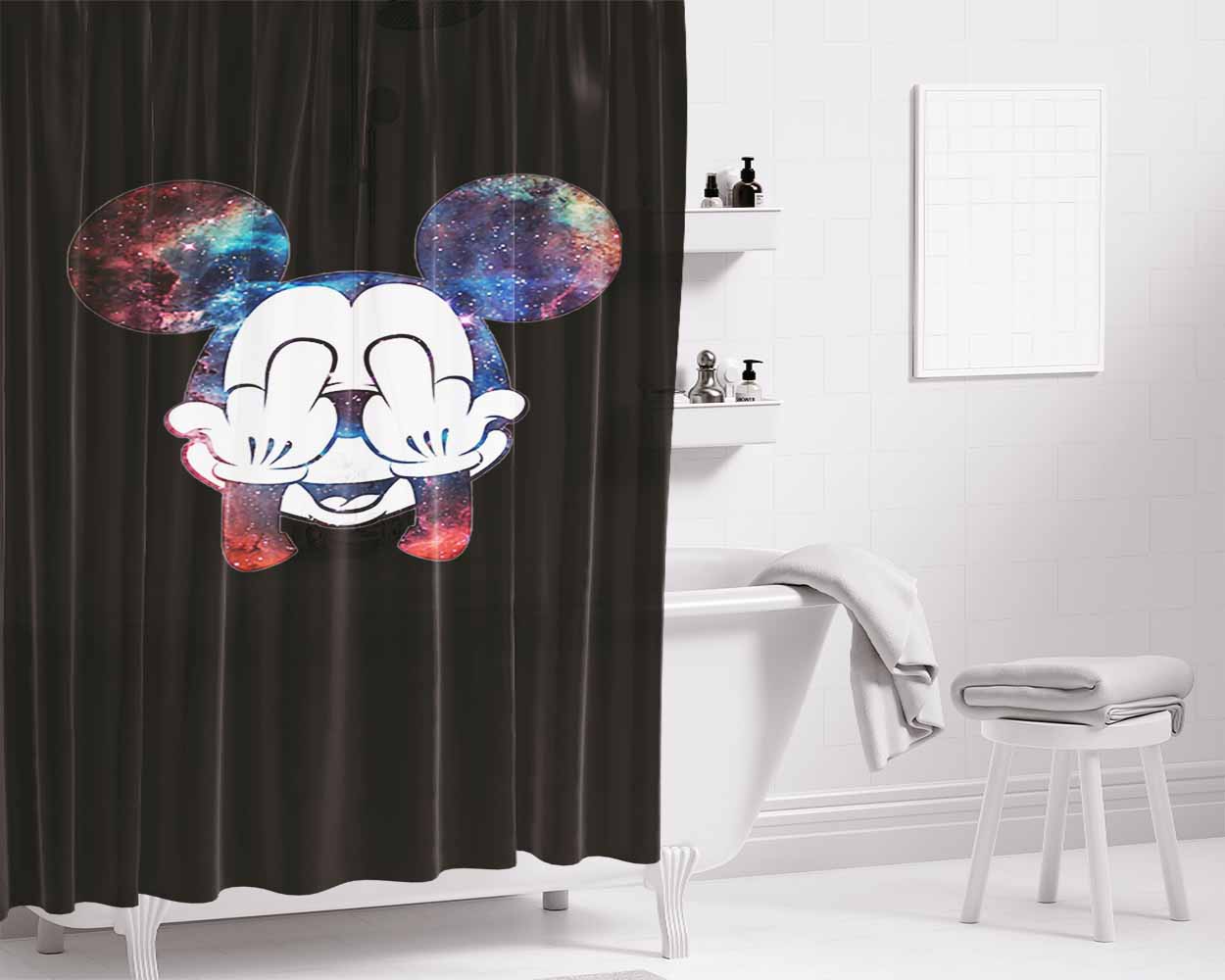 Mickey Mouse Galaxy Bathroom Shower Curtain Fabric Waterproof | 66 X 72 Inch