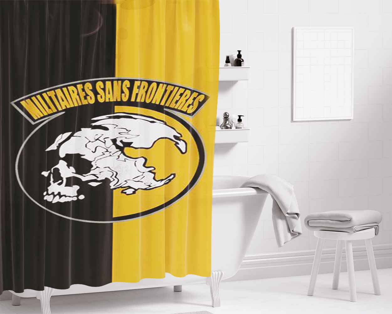 Militaires Sans Frontieres 43 Bathroom Shower Curtain Fabric Waterproof | 66 X 72 Inch