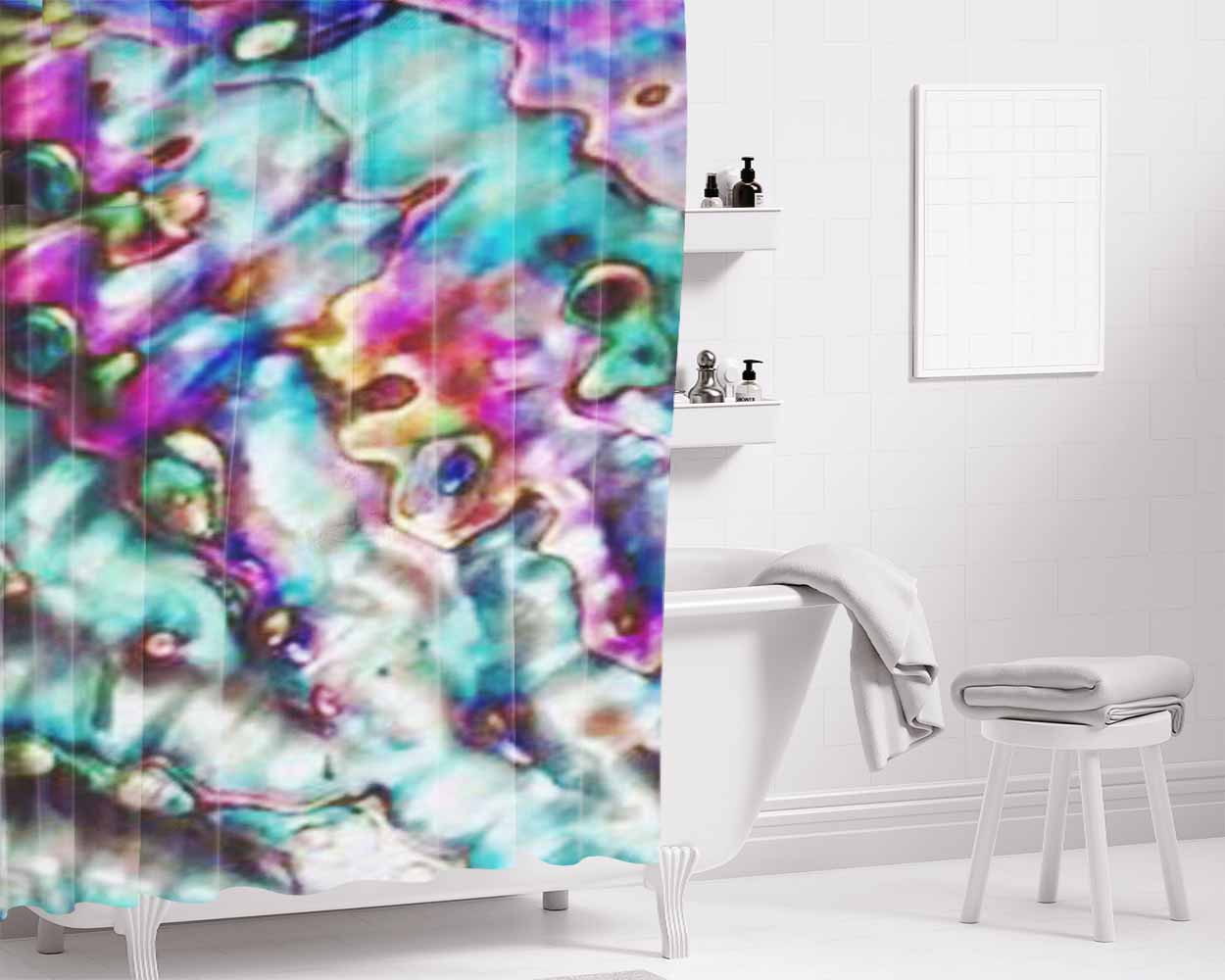 Mother Of Pearl Abalone Bathroom Shower Curtain Fabric Waterproof | 66 X 72 Inch