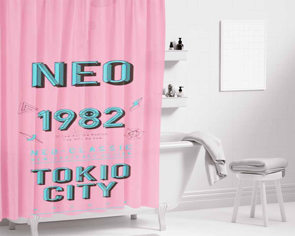 Neo 1982 Bathroom Shower Curtain Fabric Waterproof | 66 X 72 Inch