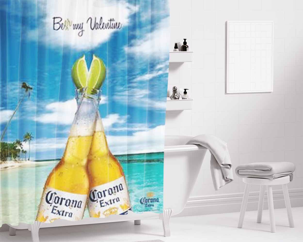 New Corona Beer Bathroom Shower Curtain Fabric Waterproof | 66 X 72 Inch