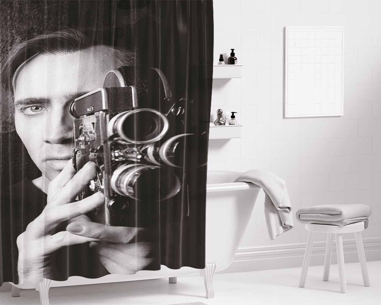 Nicholas Cage Vintage Camera Bathroom Shower Curtain Fabric Waterproof | 66 X 72 Inch