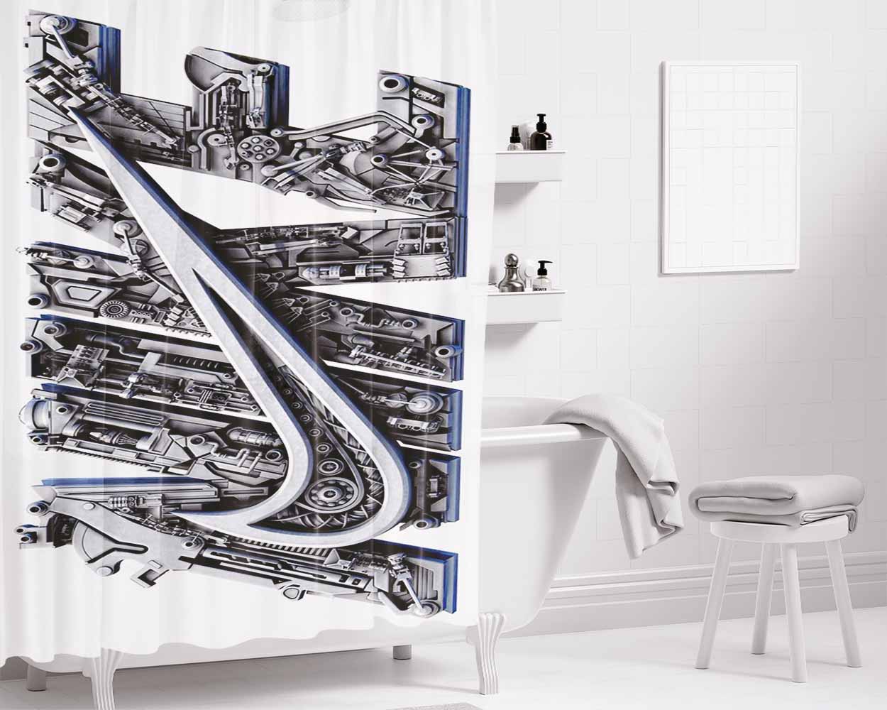 Nike 3D Art Bathroom Shower Curtain Fabric Waterproof | 66 X 72 Inch