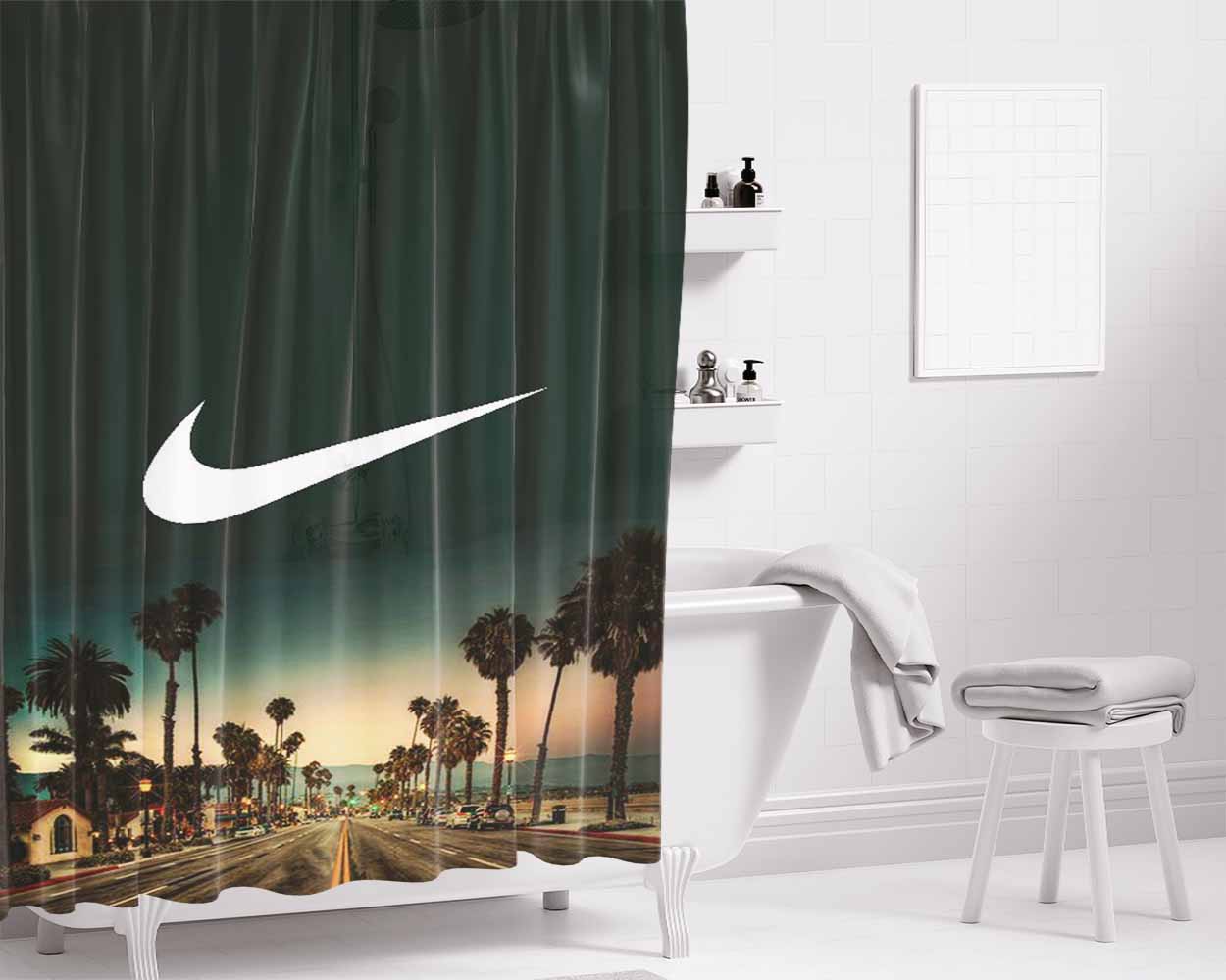 Nike Afternoon Sea Day Bathroom Shower Curtain Fabric Waterproof | 66 X 72 Inch