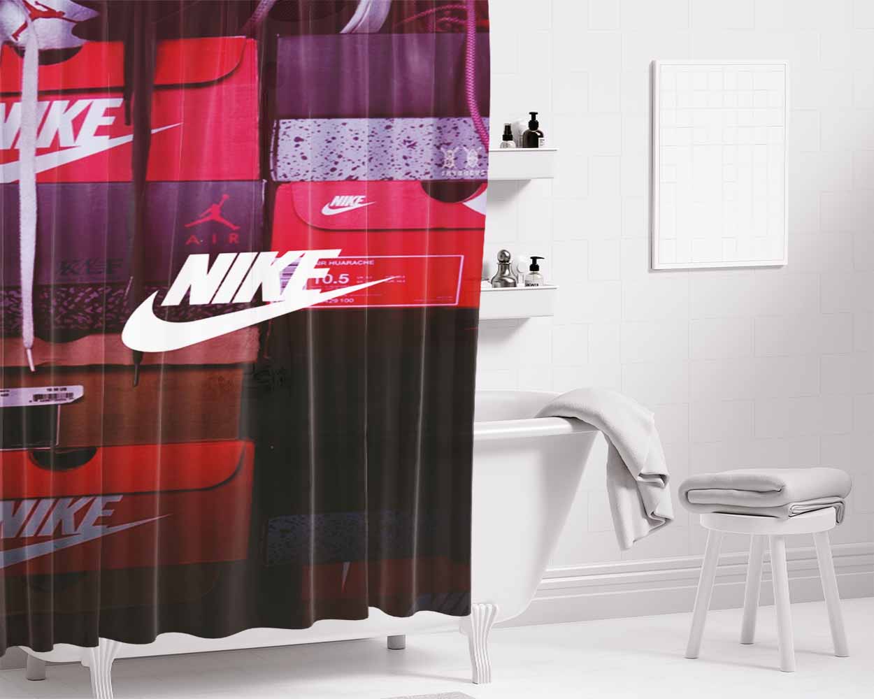 Nike Colorfull Bathroom Shower Curtain Fabric Waterproof | 66 X 72 Inch