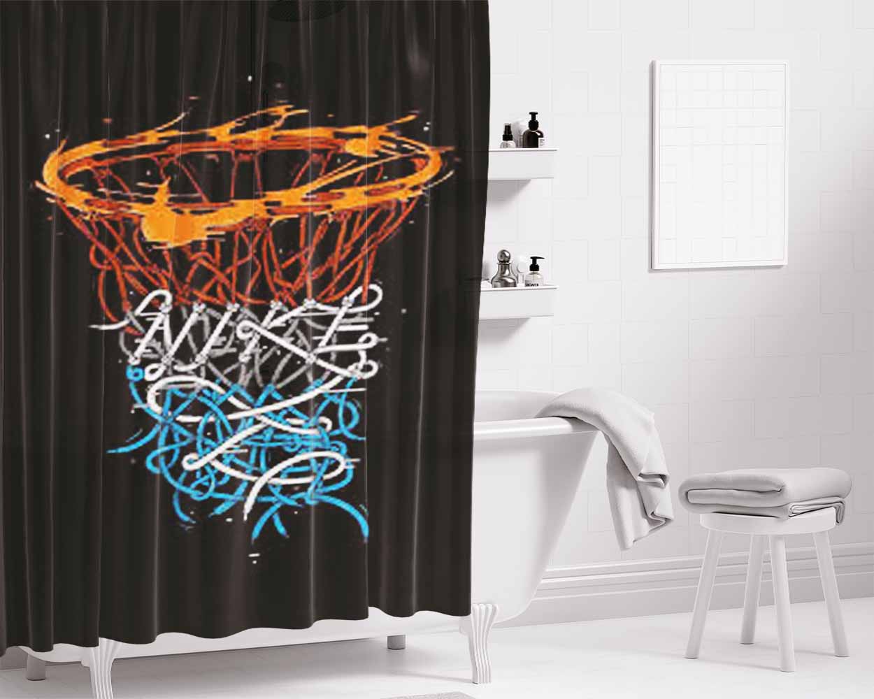 Nike Hoops Bathroom Shower Curtain Fabric Waterproof | 66 X 72 Inch