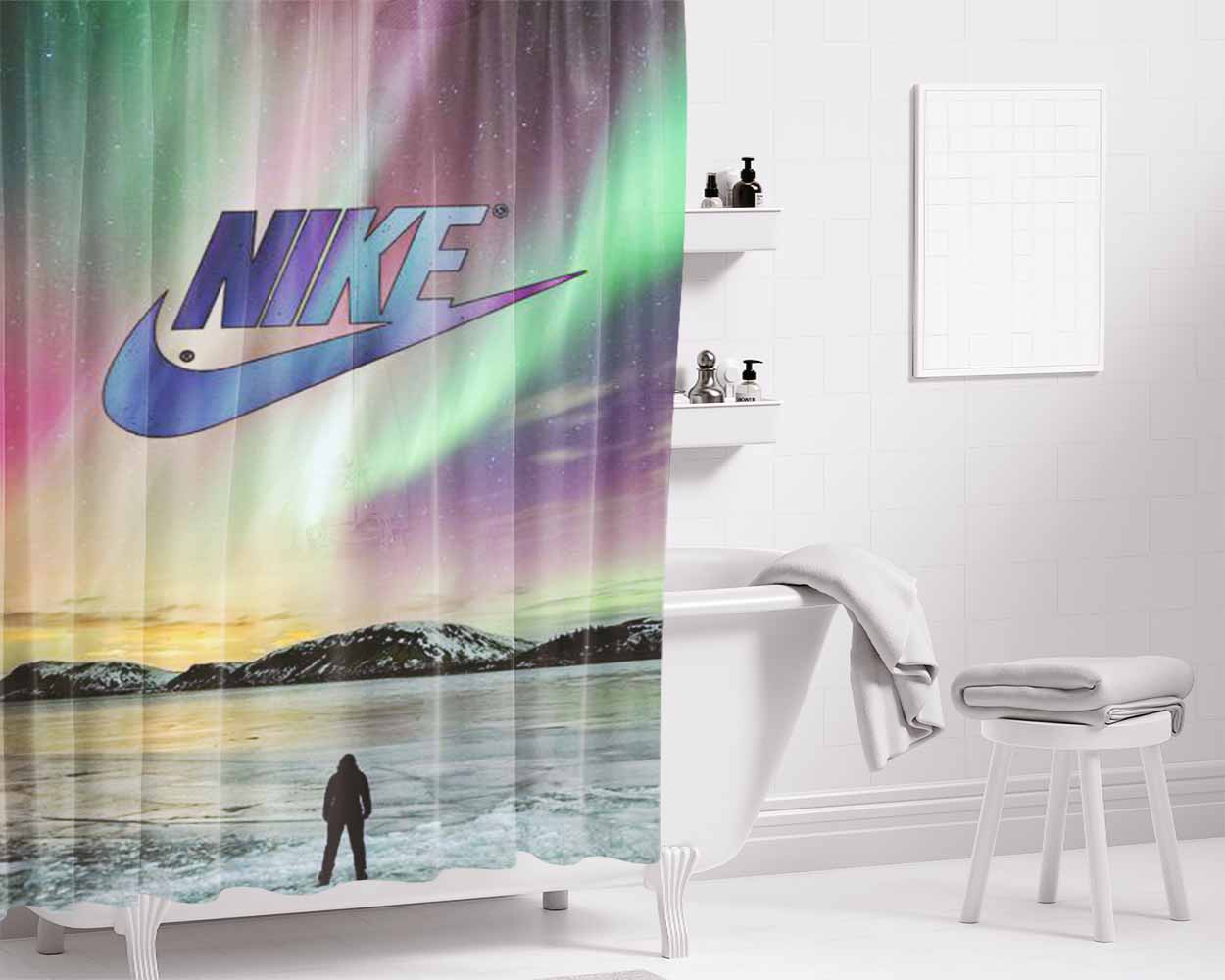 Nike Ice Bathroom Shower Curtain Fabric Waterproof | 66 X 72 Inch