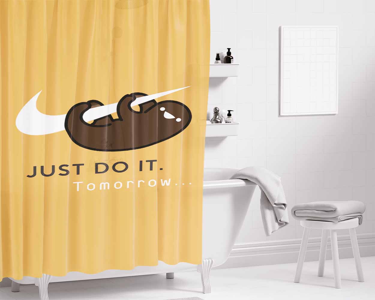 Nike Just Do It Bathroom Shower Curtain Fabric Waterproof | 66 X 72 Inch