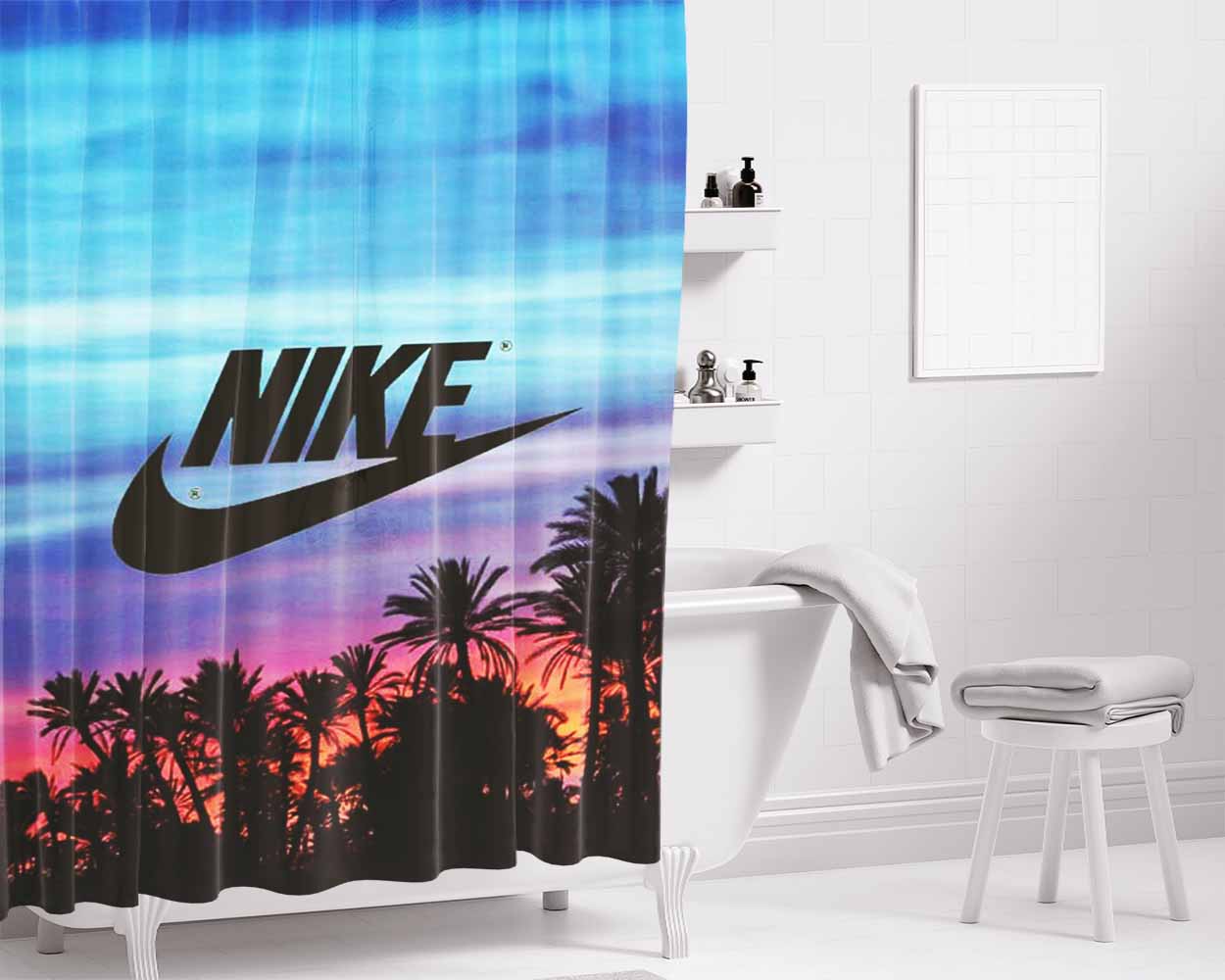 Nike Palm After Bathroom Shower Curtain Fabric Waterproof | 66 X 72 Inch