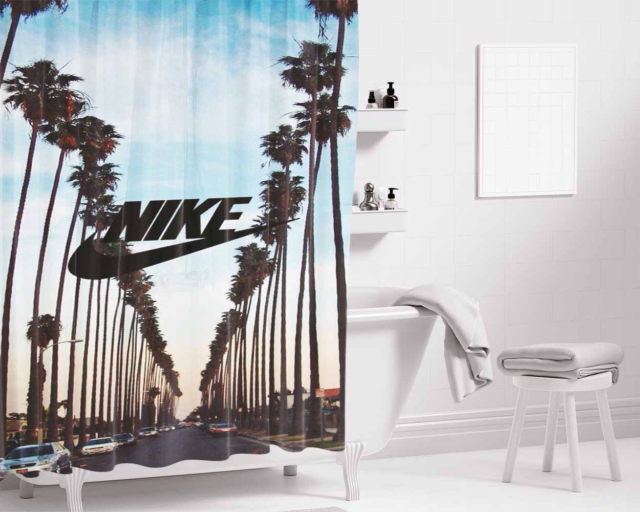 Nike Palm Bathroom Shower Curtain Fabric Waterproof | 66 X 72 Inch