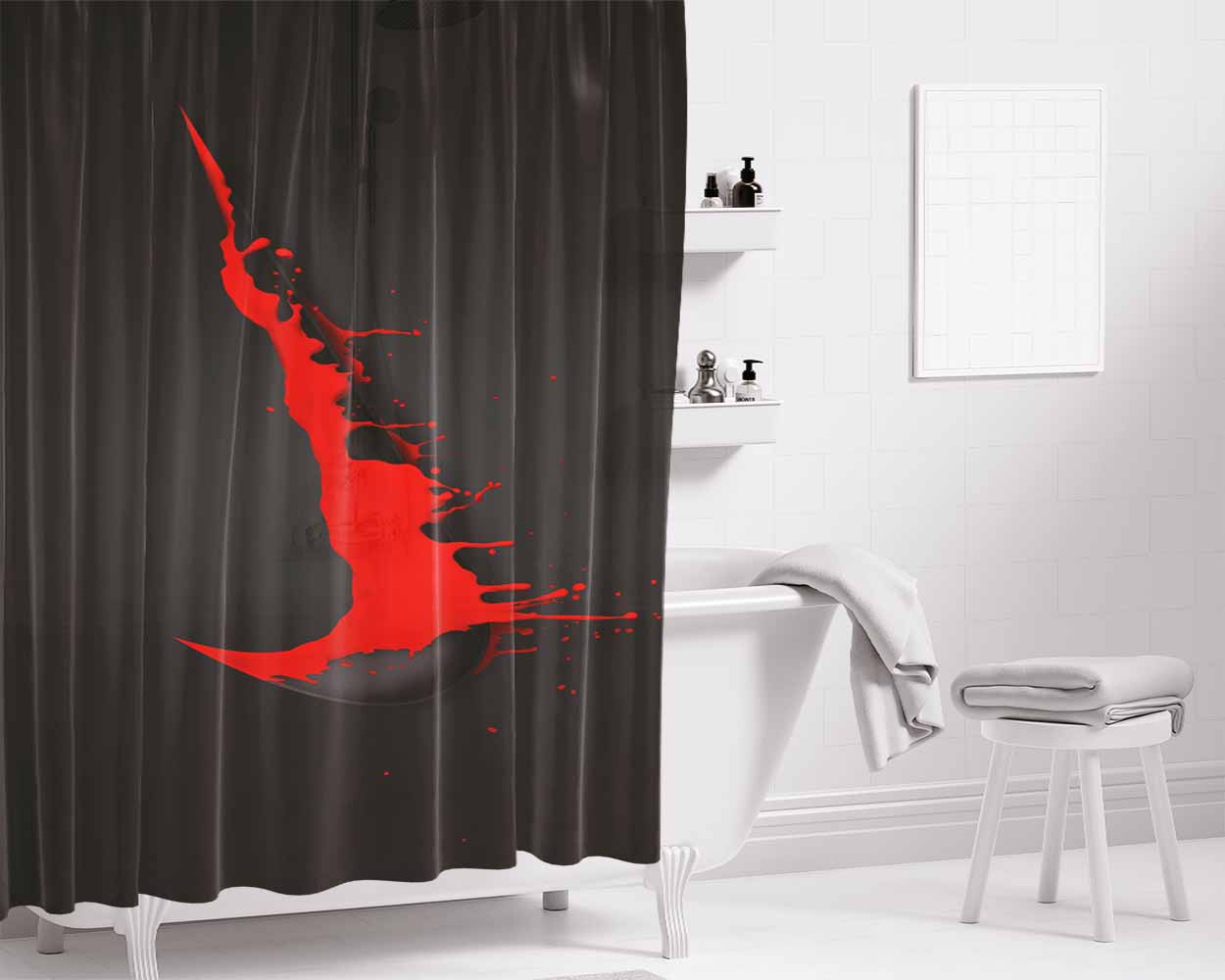 Nike Red Splash Bathroom Shower Curtain Fabric Waterproof | 66 X 72 Inch