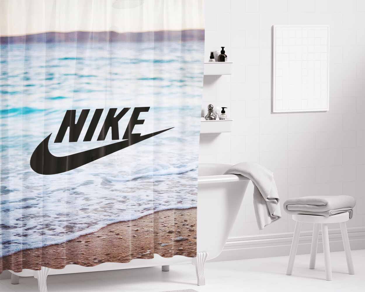 Nike Sea Island Bathroom Shower Curtain Fabric Waterproof | 66 X 72 Inch