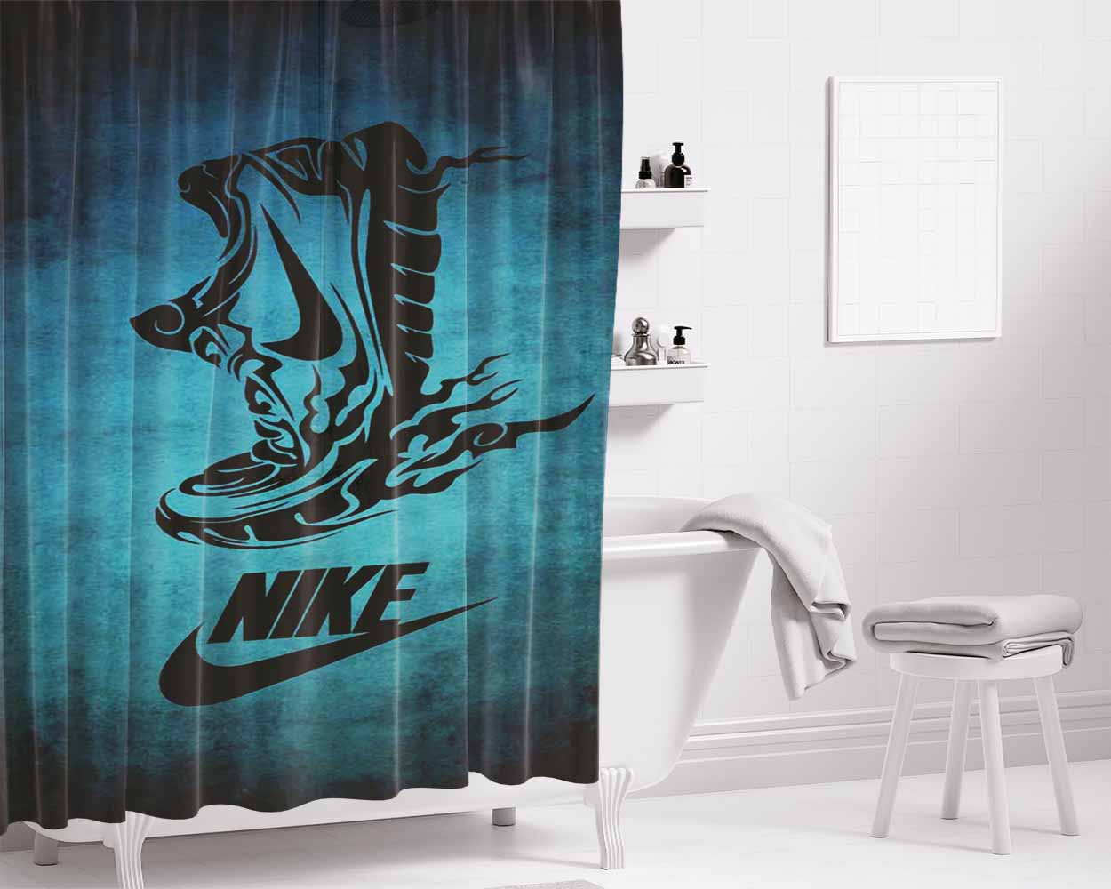Nike Shoes Art Bathroom Shower Curtain Fabric Waterproof | 66 X 72 Inch