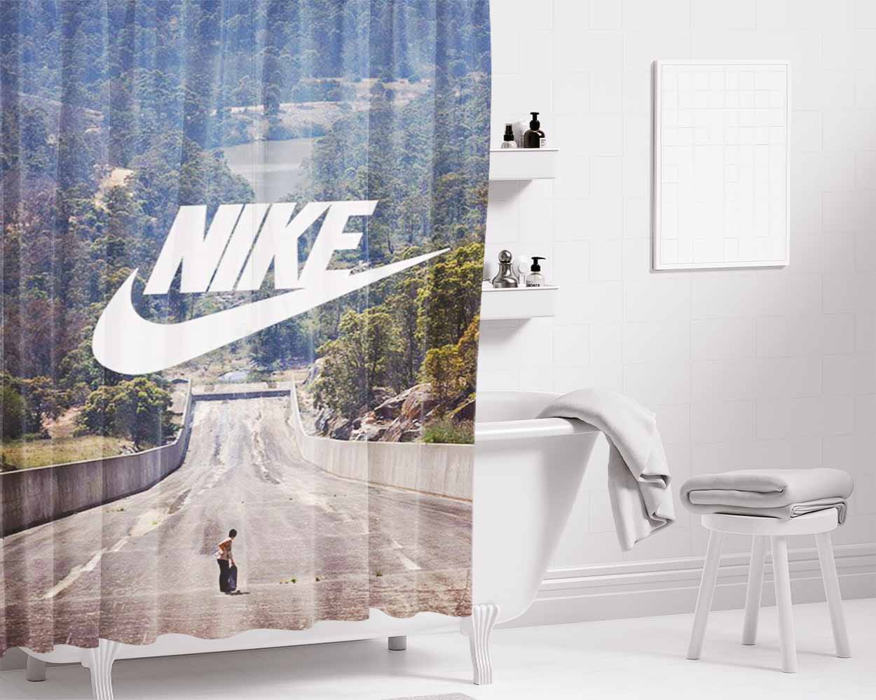 Nike Skateboards Bathroom Shower Curtain Fabric Waterproof | 66 X 72 Inch