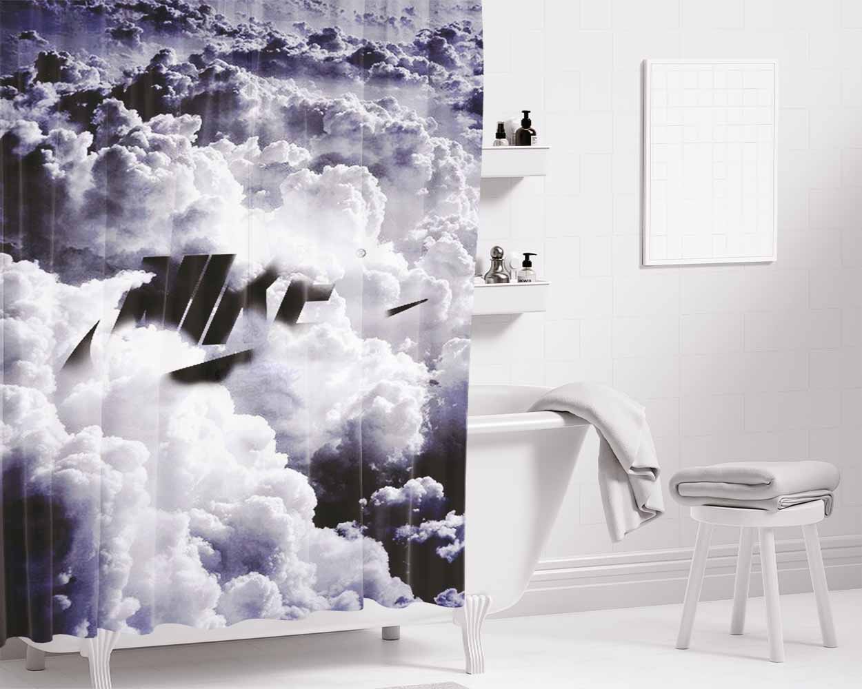 Nike Sky Art Bathroom Shower Curtain Fabric Waterproof | 66 X 72 Inch