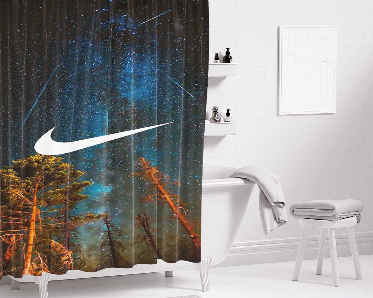 Nike Sky Galaxy Bathroom Shower Curtain Fabric Waterproof | 66 X 72 Inch