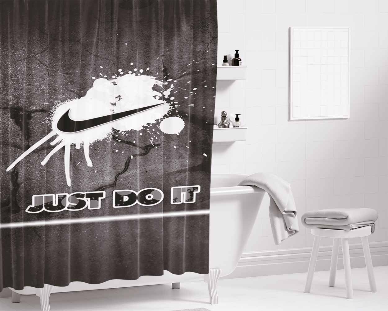 Nike Splash Bathroom Shower Curtain Fabric Waterproof | 66 X 72 Inch