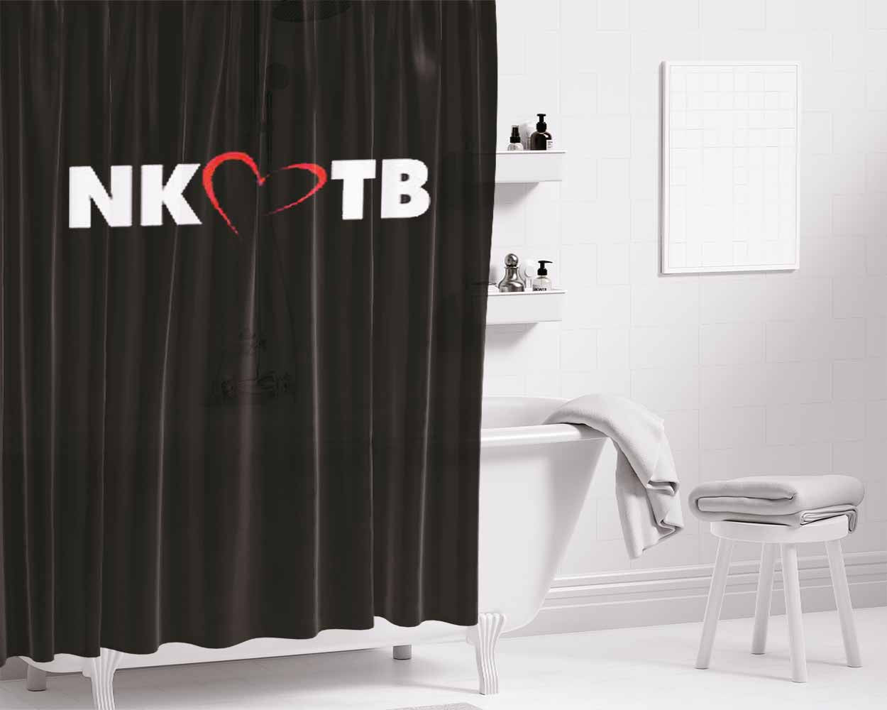 Nkotb Heart Logo Inspired Bathroom Shower Curtain Fabric Waterproof | 66 X 72 Inch