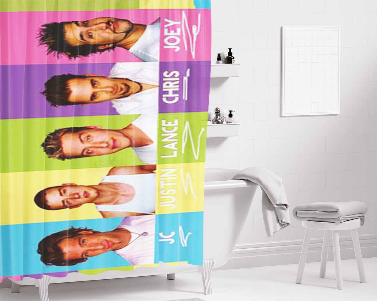 Nsync Colorful Group Bathroom Shower Curtain Fabric Waterproof | 66 X 72 Inch