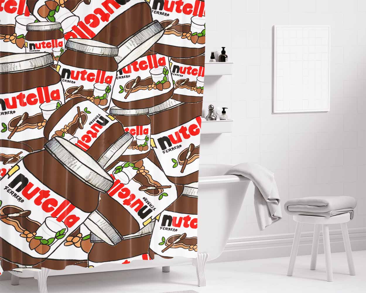 Nutella Wallpaper Bathroom Shower Curtain Fabric Waterproof | 66 X 72 Inch