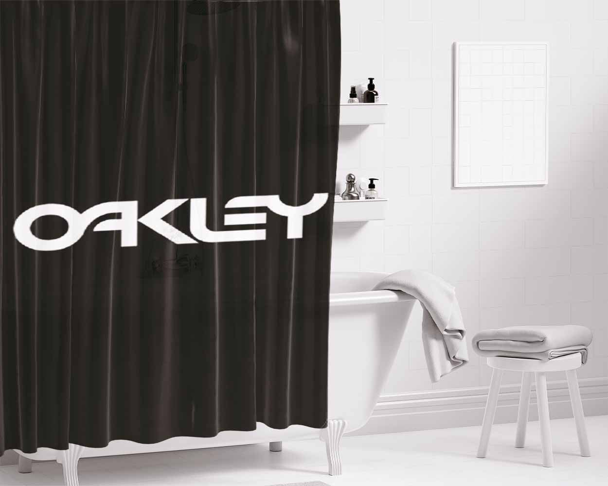 Oakley Text Bathroom Shower Curtain Fabric Waterproof | 66 X 72 Inch